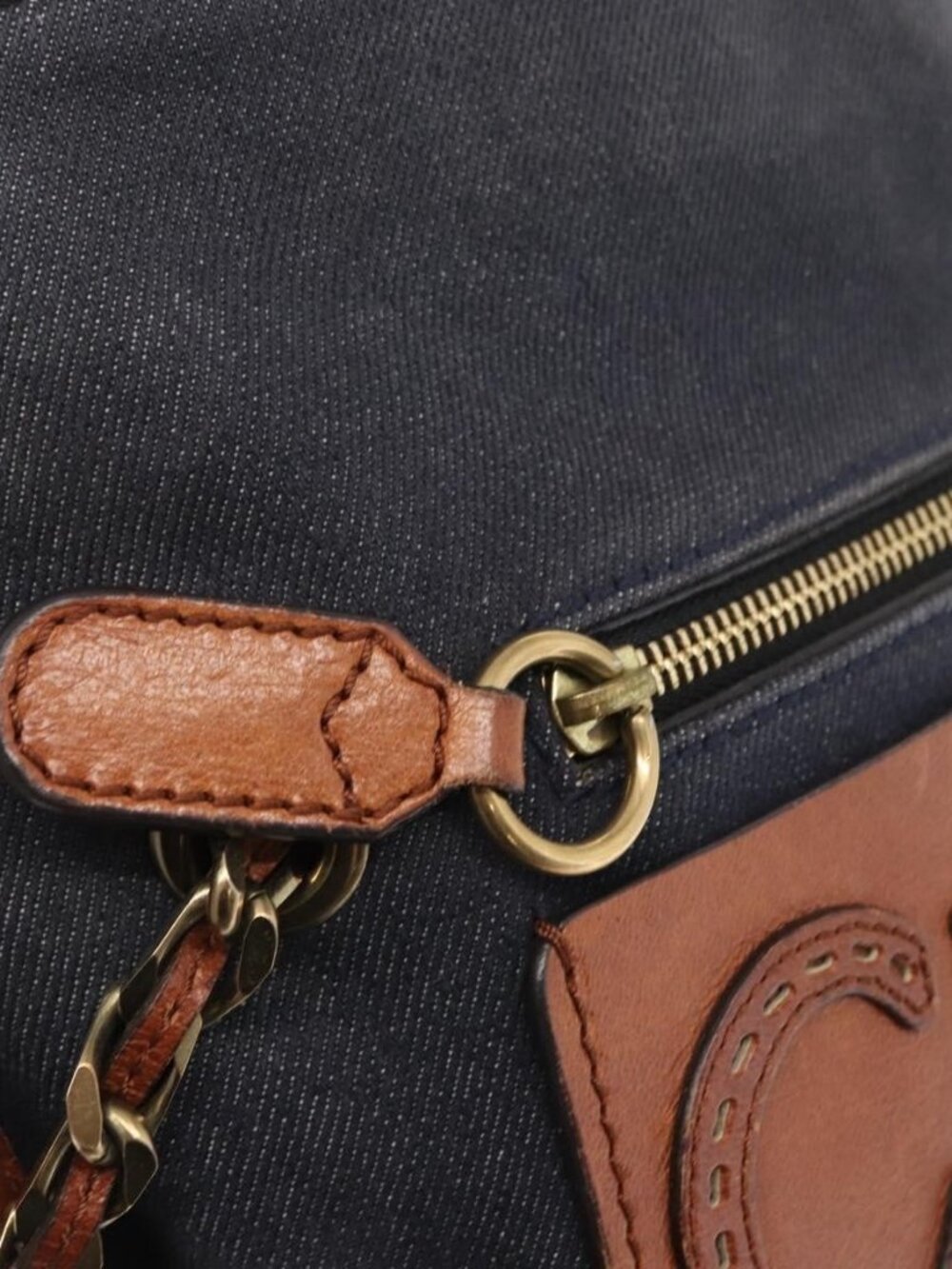 Authentic Chloe Shoulder Bag Denim Blue Gold - Picture 7 of 16